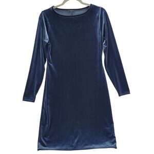 J.Crew Blue Velvet Midi Sweater Dress Sz S Luxurious Dark Romantic Party Classic